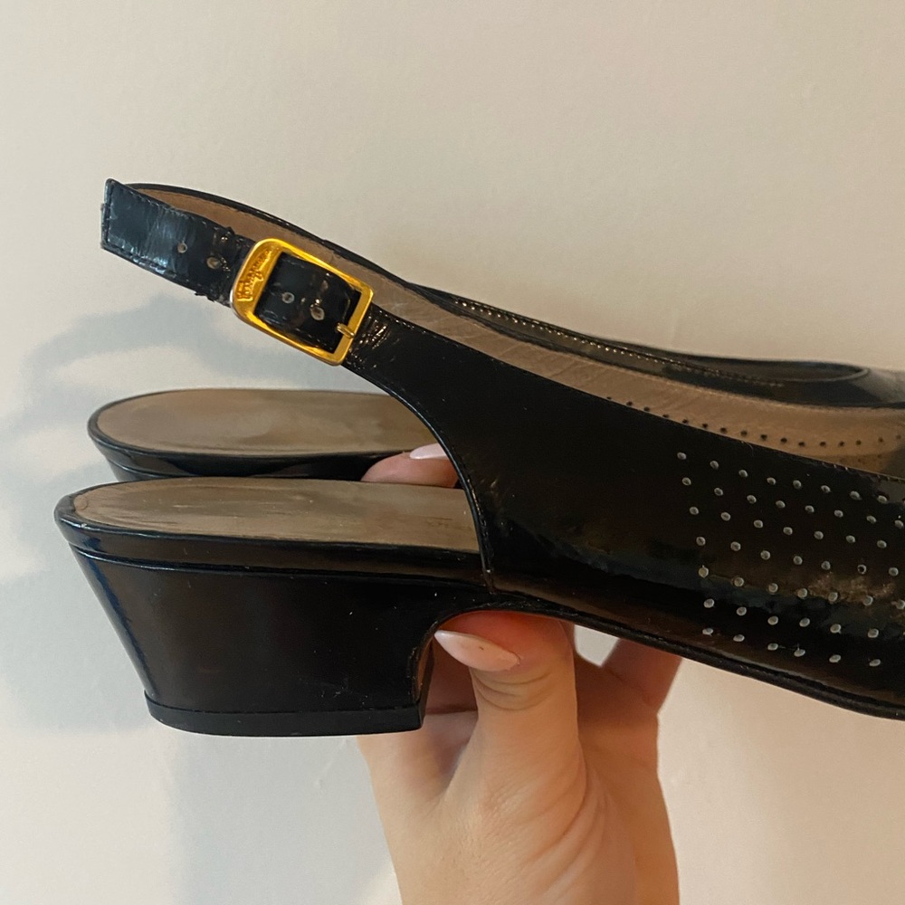 Salvatore Ferragamo - Vintage Black Patent Italian Leather Loafer - Size 9.5 - Picture 2 of 16